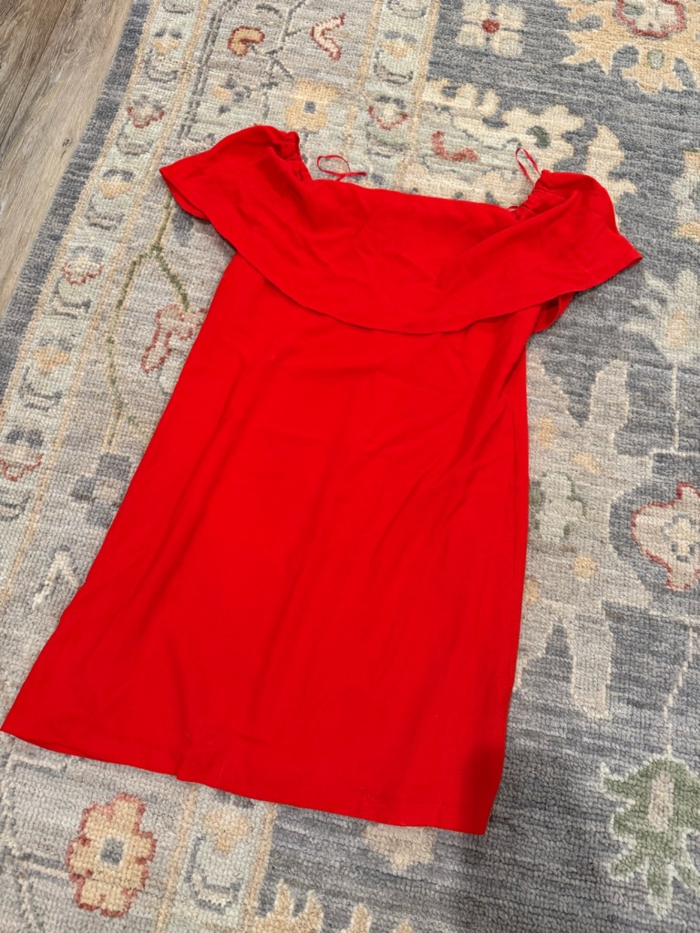 Charles Henry Red Off-Shoulder Ruffle Dress